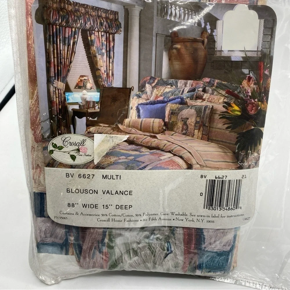 Vintage 1980’s Croscill Blouson Valance 88”x15 BV 6627 Abstract Isis